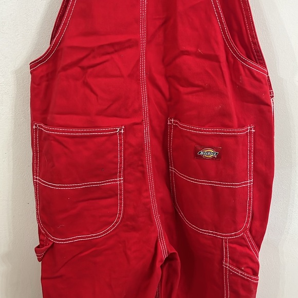 Dickies Womans Red Overall Bibs - Picture 11 of 14